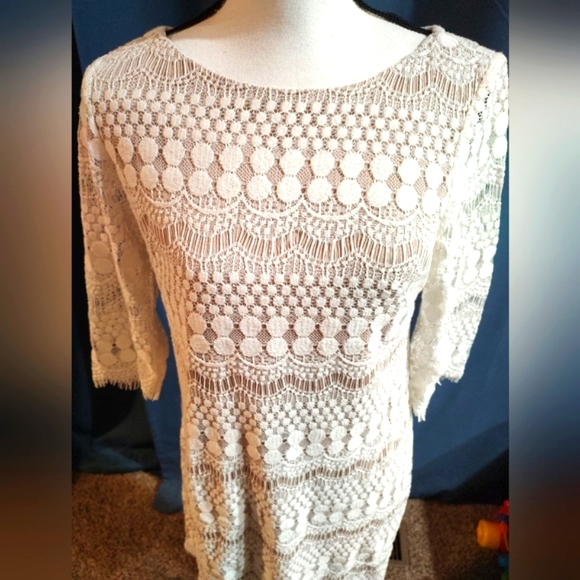 Jessica Howard brand size 10P lace boho/art deco/flapper style midi dress - Picture 5 of 13